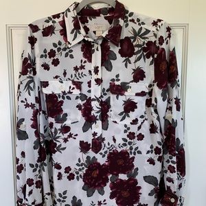Loft Women’s Long Sleeve Floral Blouse Size M